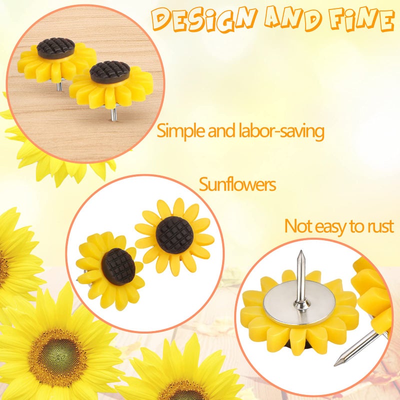CCOZN Sunflower Push Pins, Thumb Tacks Decorative Push Pins Cork Board Pins for Bulletin Board Photos Wall Office Decorations Classroom School Supplies (30 Pcs) - Image 3